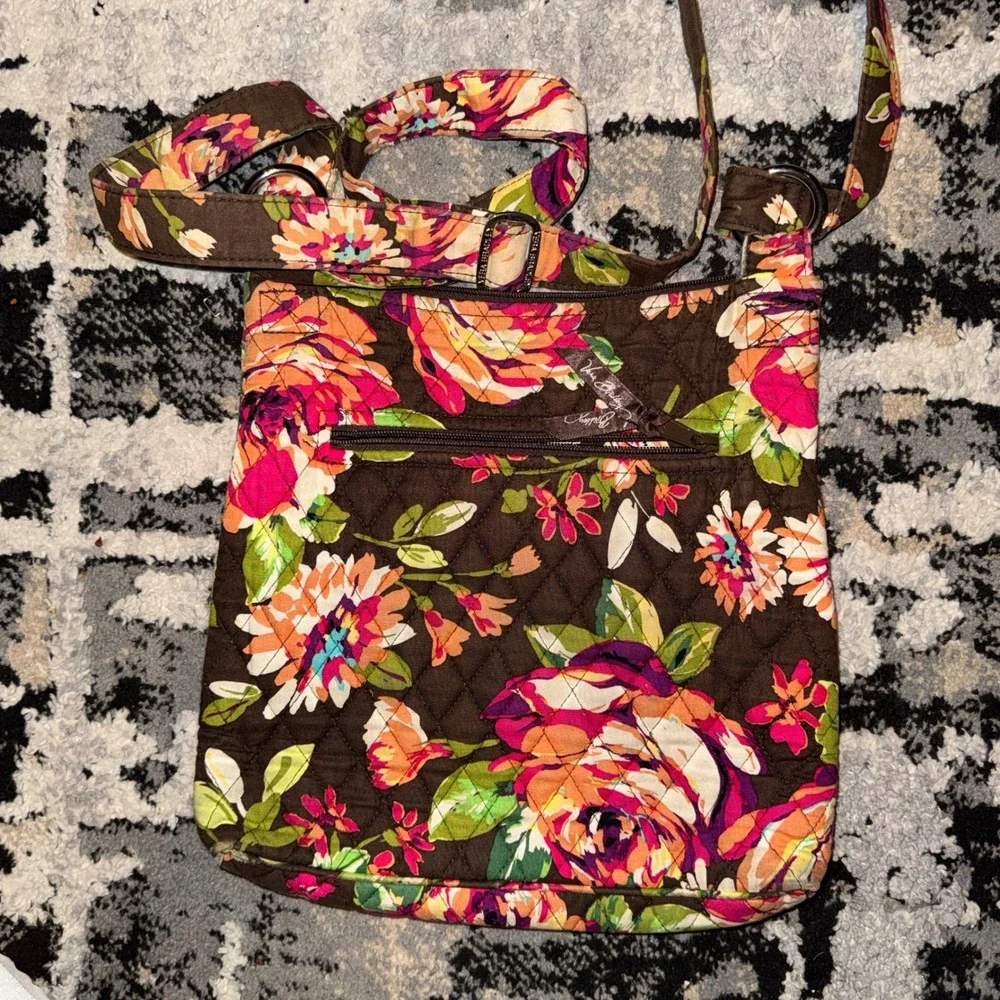Vera Bradley English‎ Rose Quilted Cotton Crossbody Bag Floral Medium Hipster